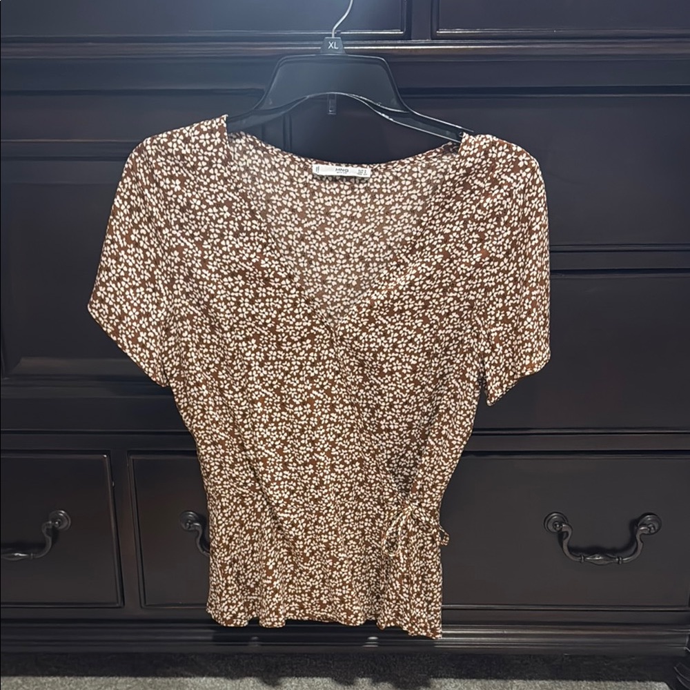 Mango Brown Floral Blouse